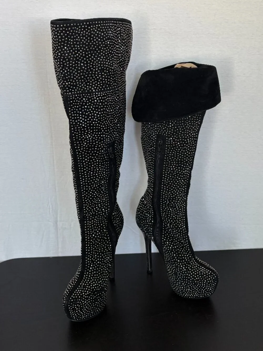 Bella Luna Size 8 Rhinestone Over-the-Knee Platform Stiletto Boots